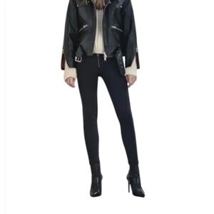 All Saints black skinny jeans o ring zipper black track fit 26